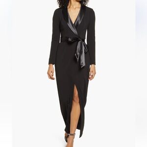 Eliza J Black Long Sleeve Tuxedo Gown Size 4